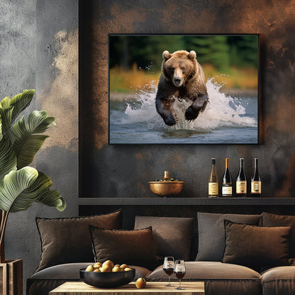 Grizzly Bear River Run Digital Art Download - Luxuria Canvas