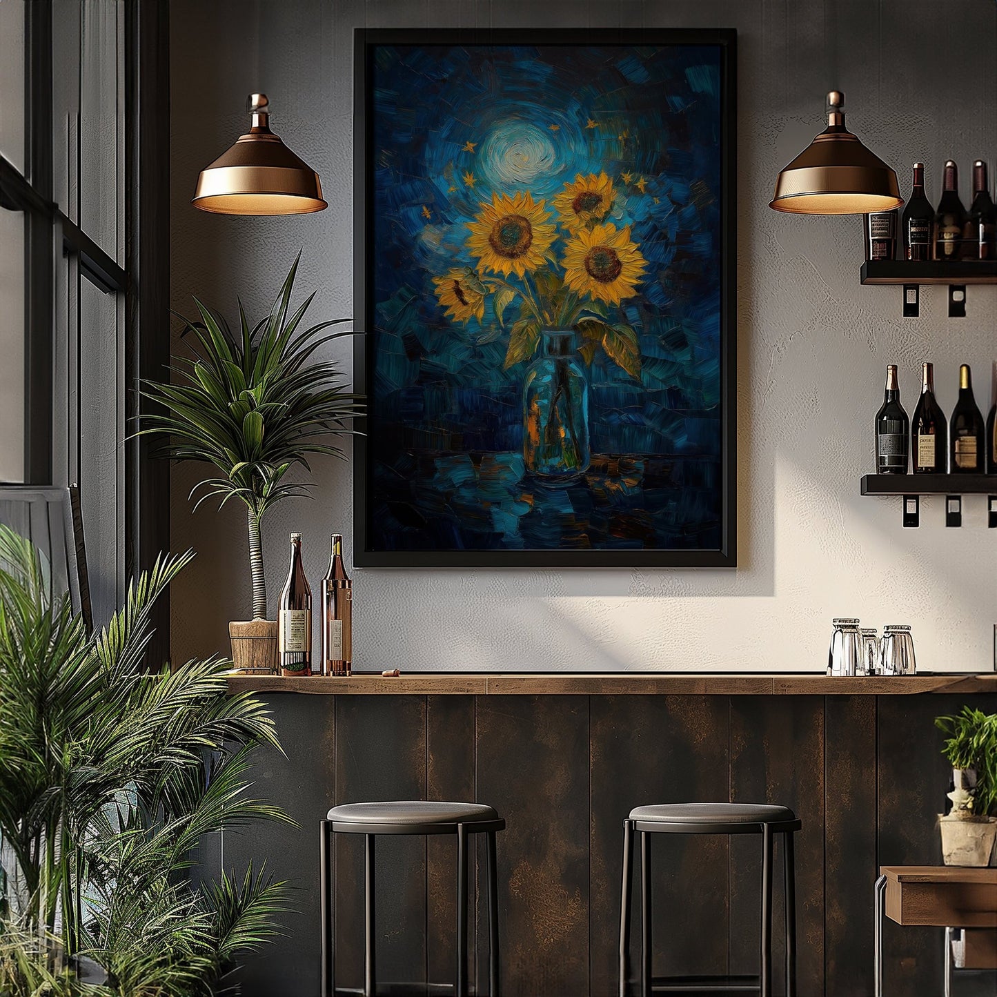 Sunflowers Starry Night Digital Art Download - Luxuria Canvas