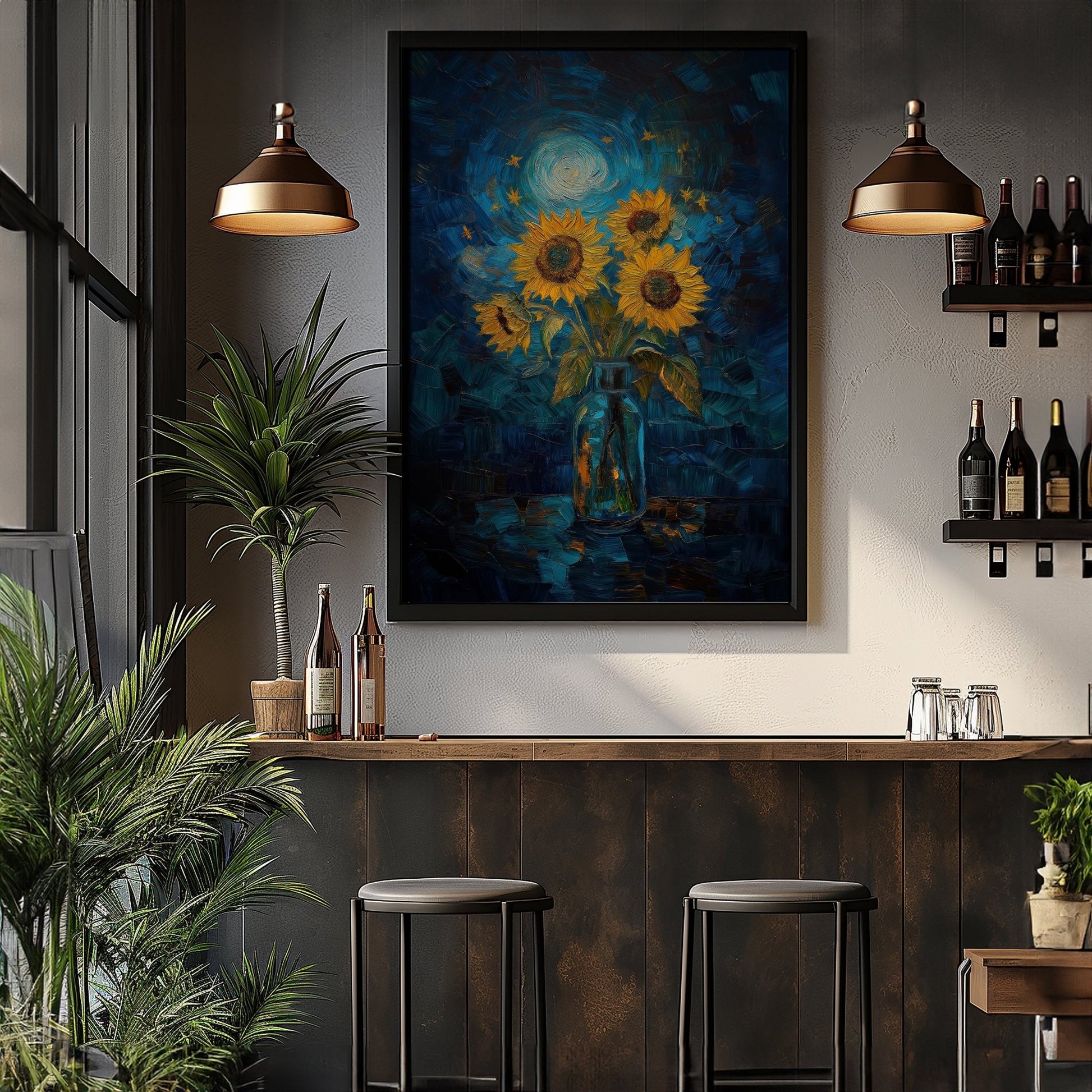 Sunflowers Starry Night Digital Art Download - Luxuria Canvas