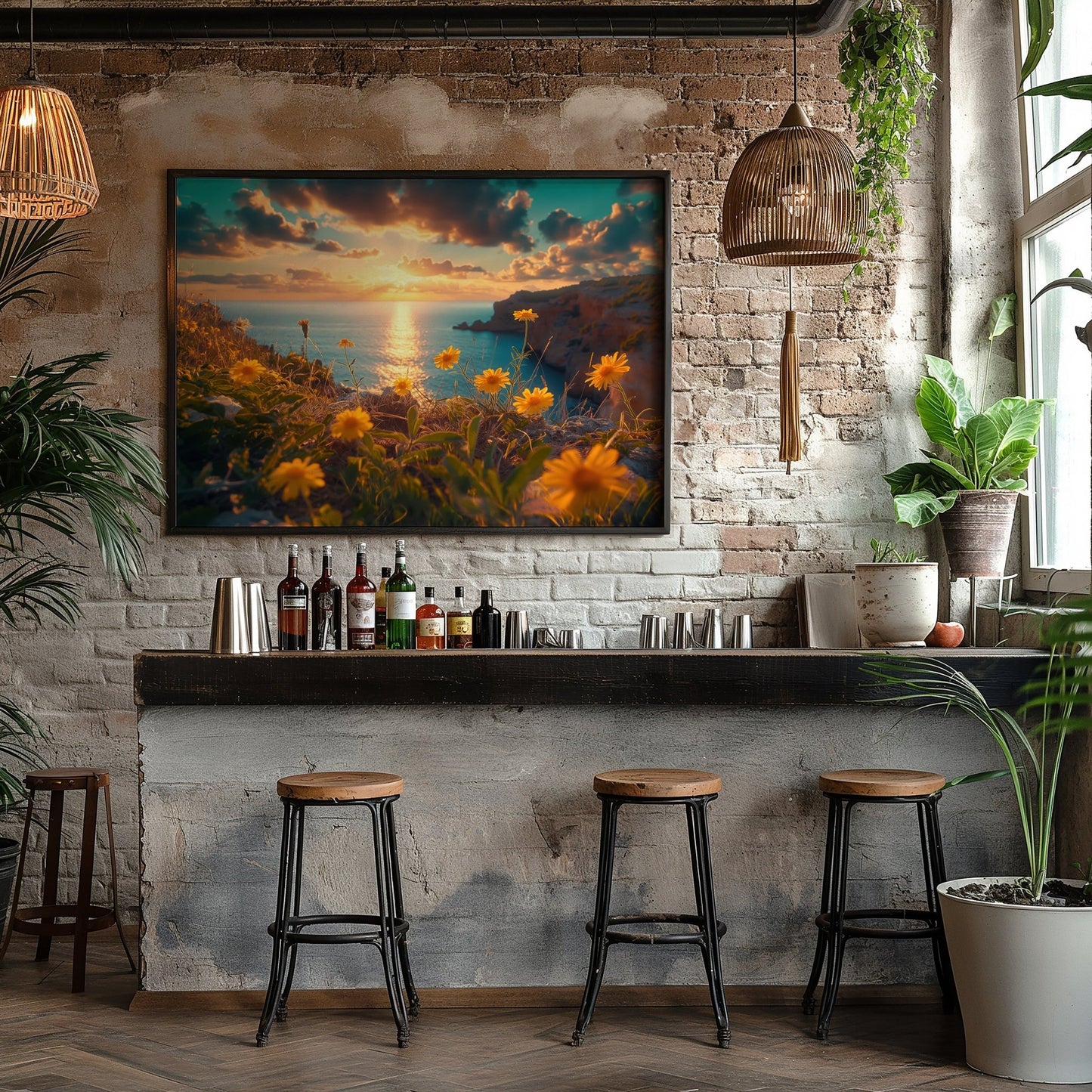 Cliffside Floral Sunset, High Quality Digital Download - Luxuria Canvas