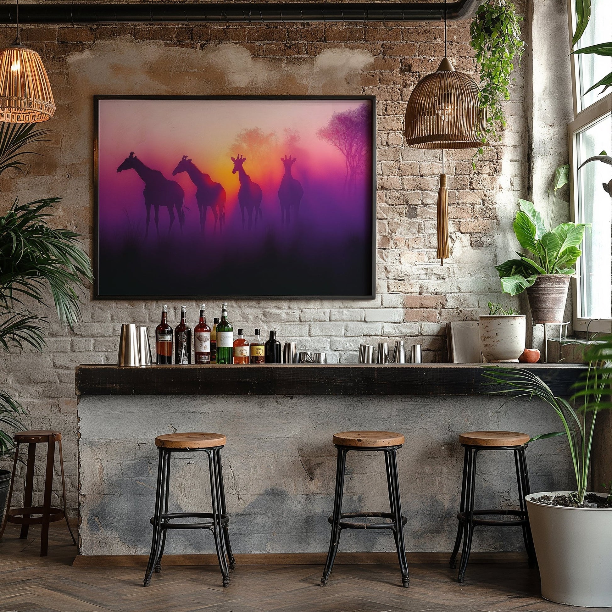 Giraffe Safari Sunset Digital Art Download - Luxuria Canvas