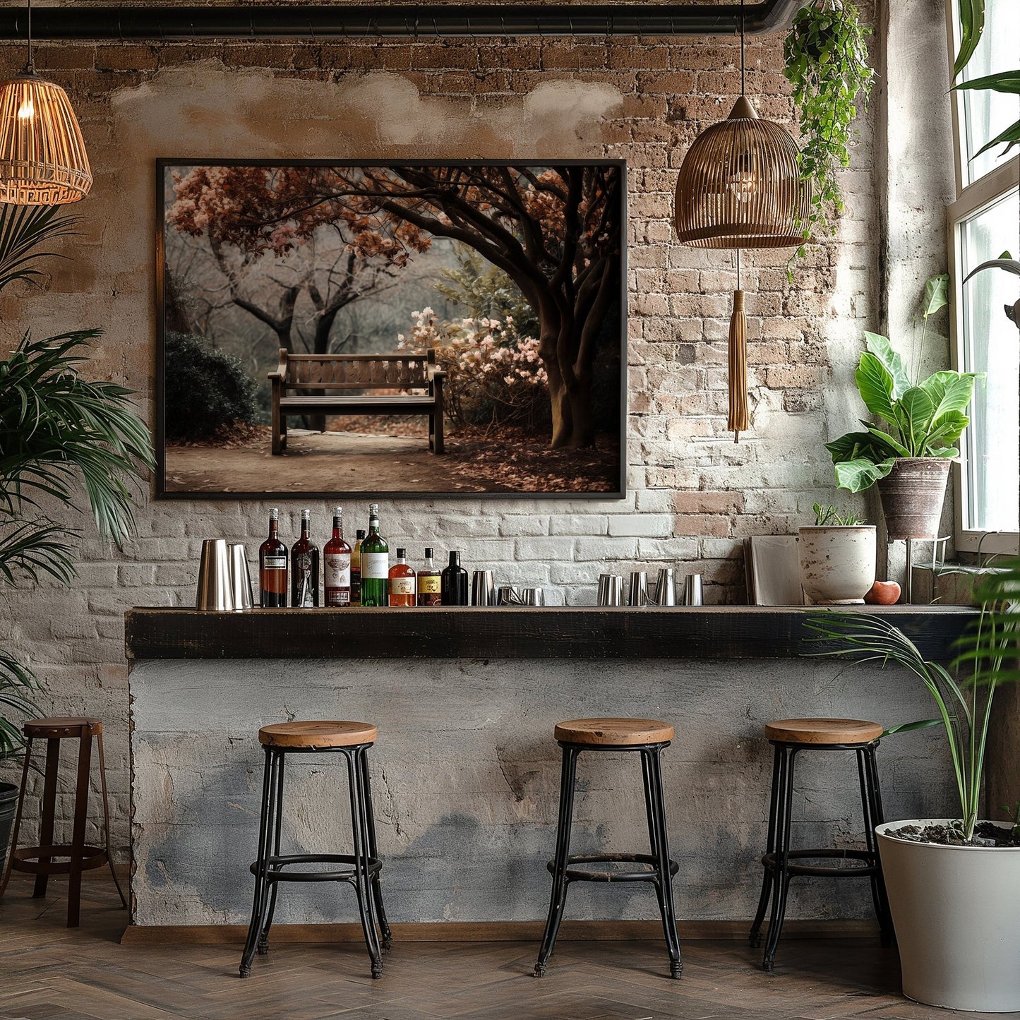 Bench Backyard Garden Digital Art Download - Luxuria Canvas