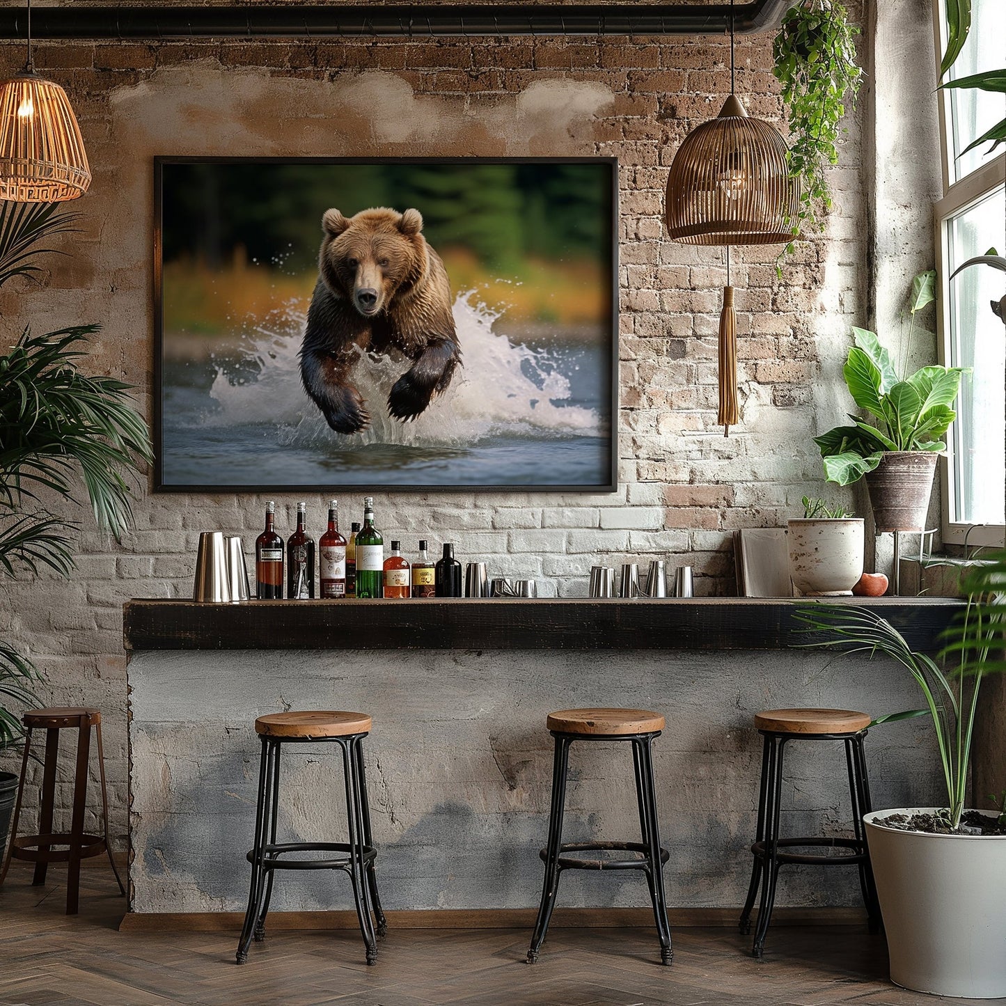 Grizzly Bear River Run Digital Art Download - Luxuria Canvas