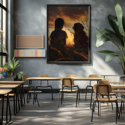 Girl and Dog at Dusk Digital Art Download - Luxuria Canvas