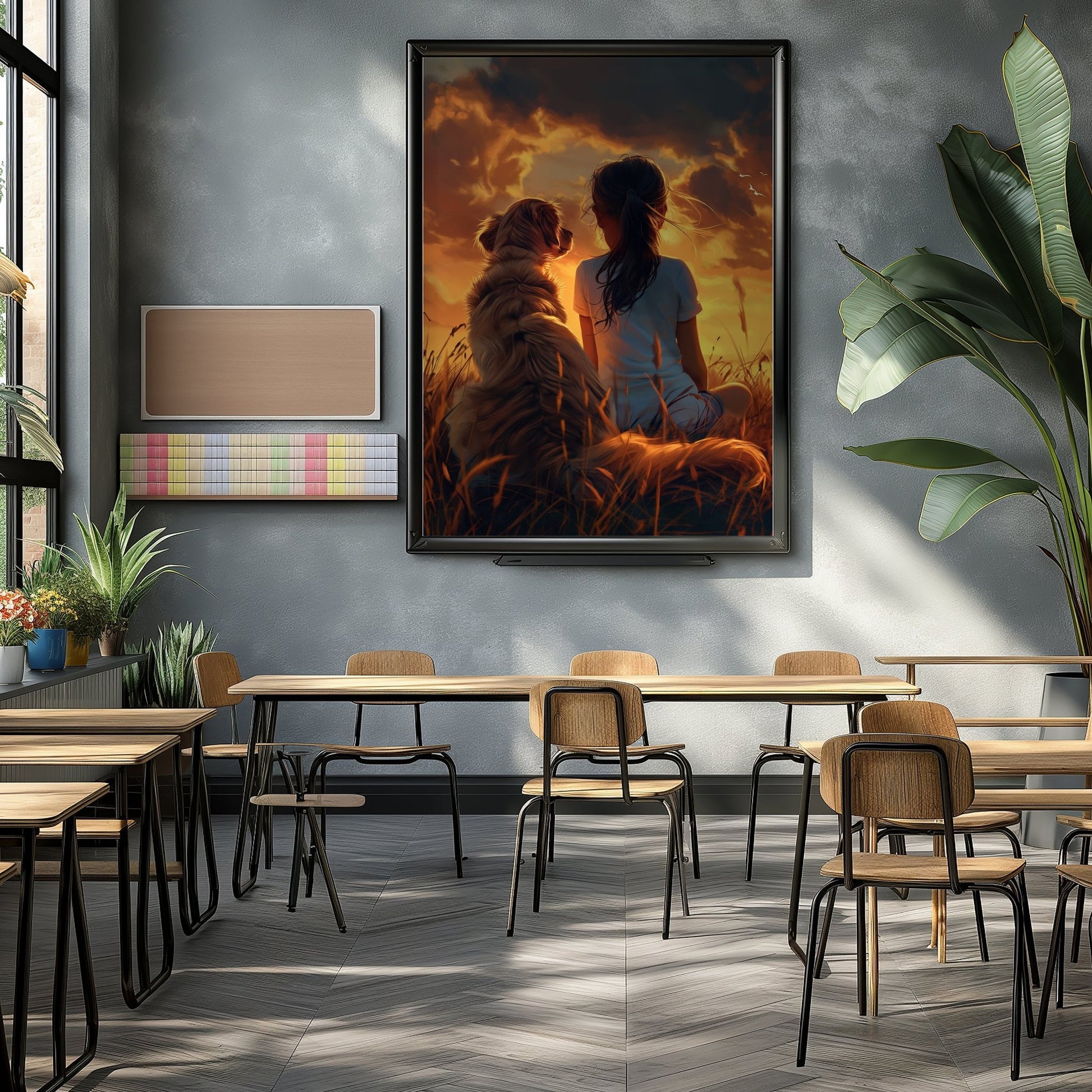 Girl with Dog Digital Art Download - Luxuria Canvas