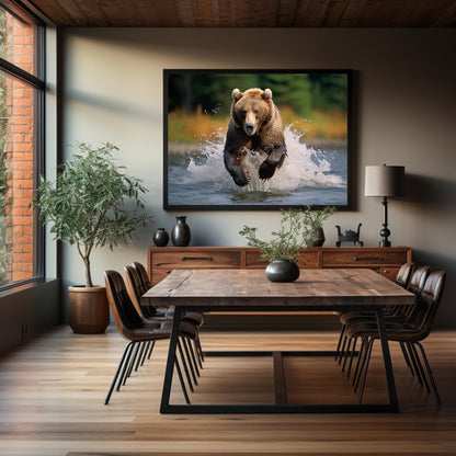 Grizzly Bear River Run Digital Art Download - Luxuria Canvas