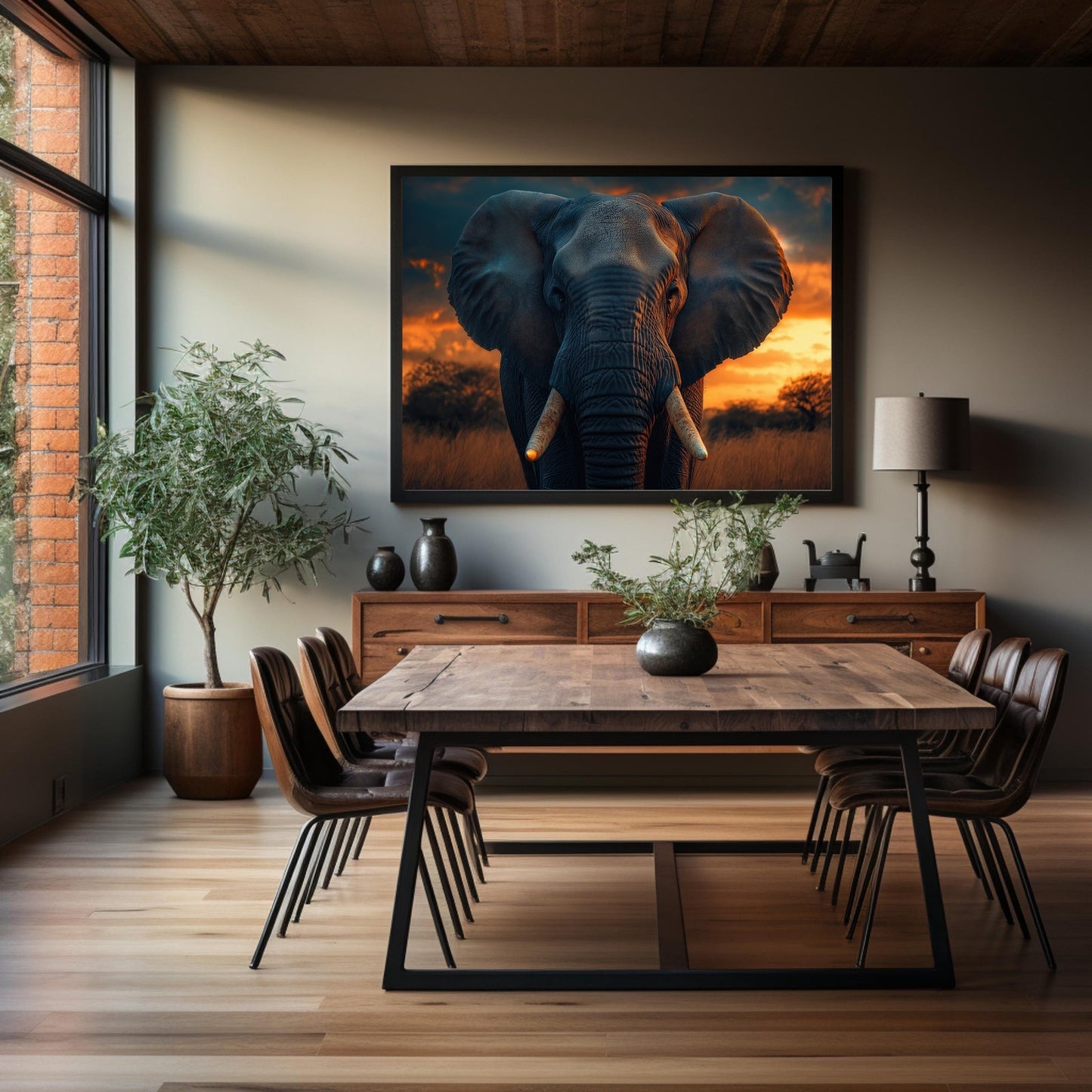 Elephant Sunset Digital Art Download - Luxuria Canvas