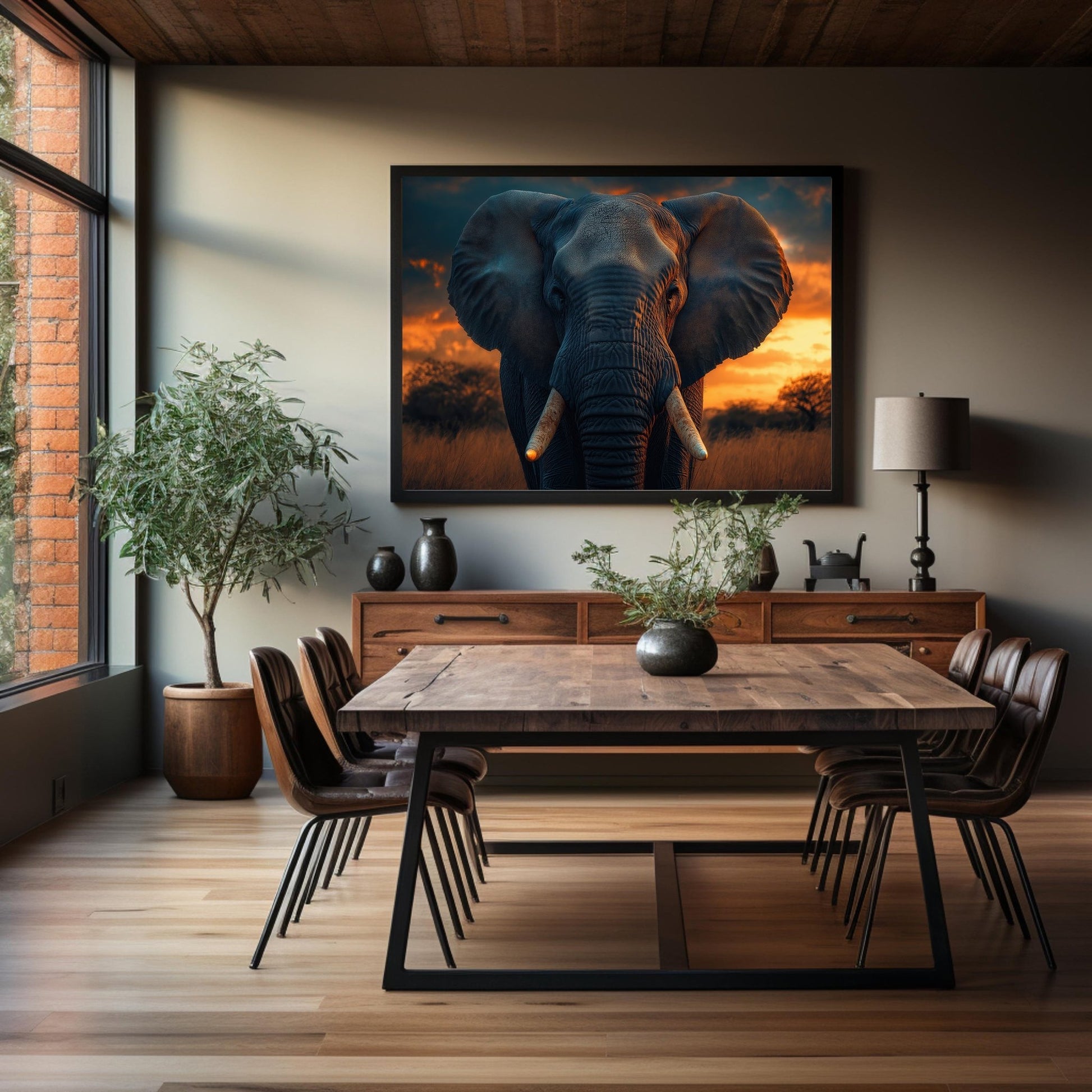 Elephant Sunset Digital Art Download - Luxuria Canvas