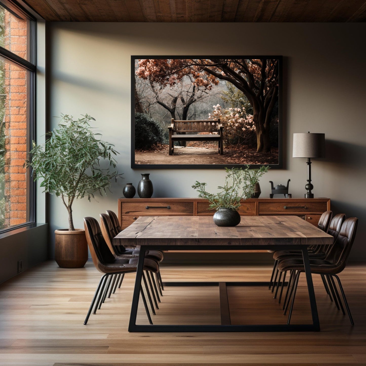 Bench Backyard Garden Digital Art Download - Luxuria Canvas