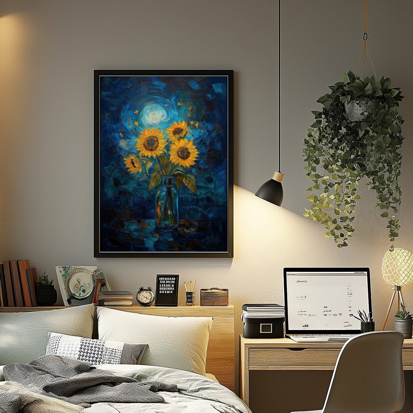 Sunflowers Starry Night Digital Art Download - Luxuria Canvas