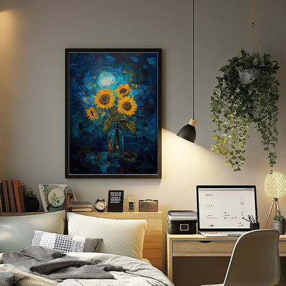 Sunflowers Starry Night Digital Art Download - Luxuria Canvas