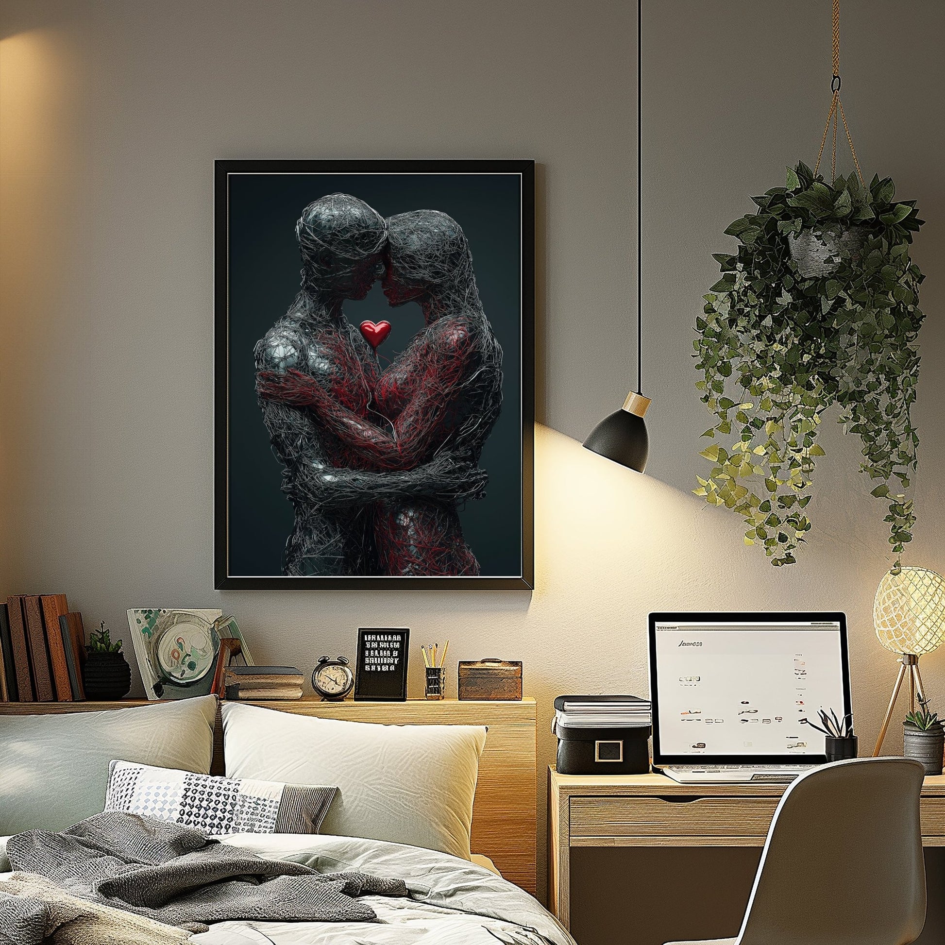 Love Couple Mesh Embrace Digital Art Download - Luxuria Canvas