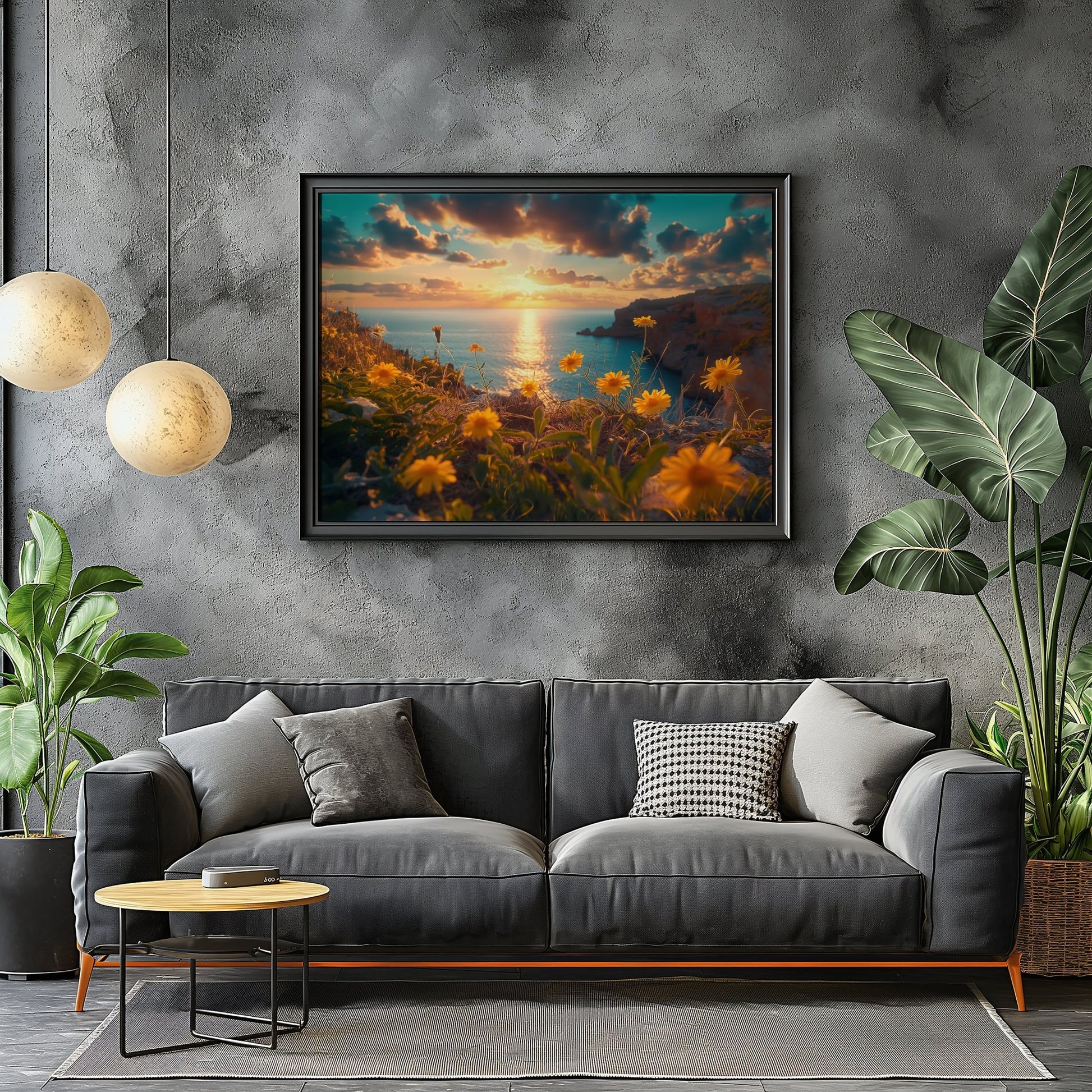 Cliffside Floral Sunset, High Quality Digital Download - Luxuria Canvas