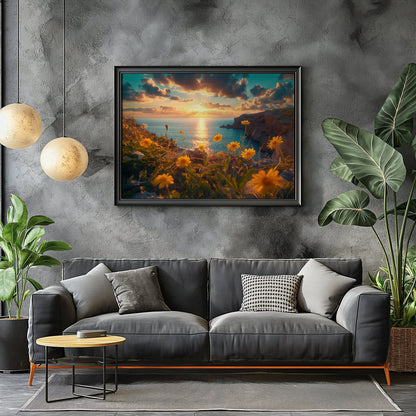 Cliffside Floral Sunset, High Quality Digital Download - Luxuria Canvas