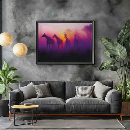 Giraffe Safari Sunset Digital Art Download - Luxuria Canvas