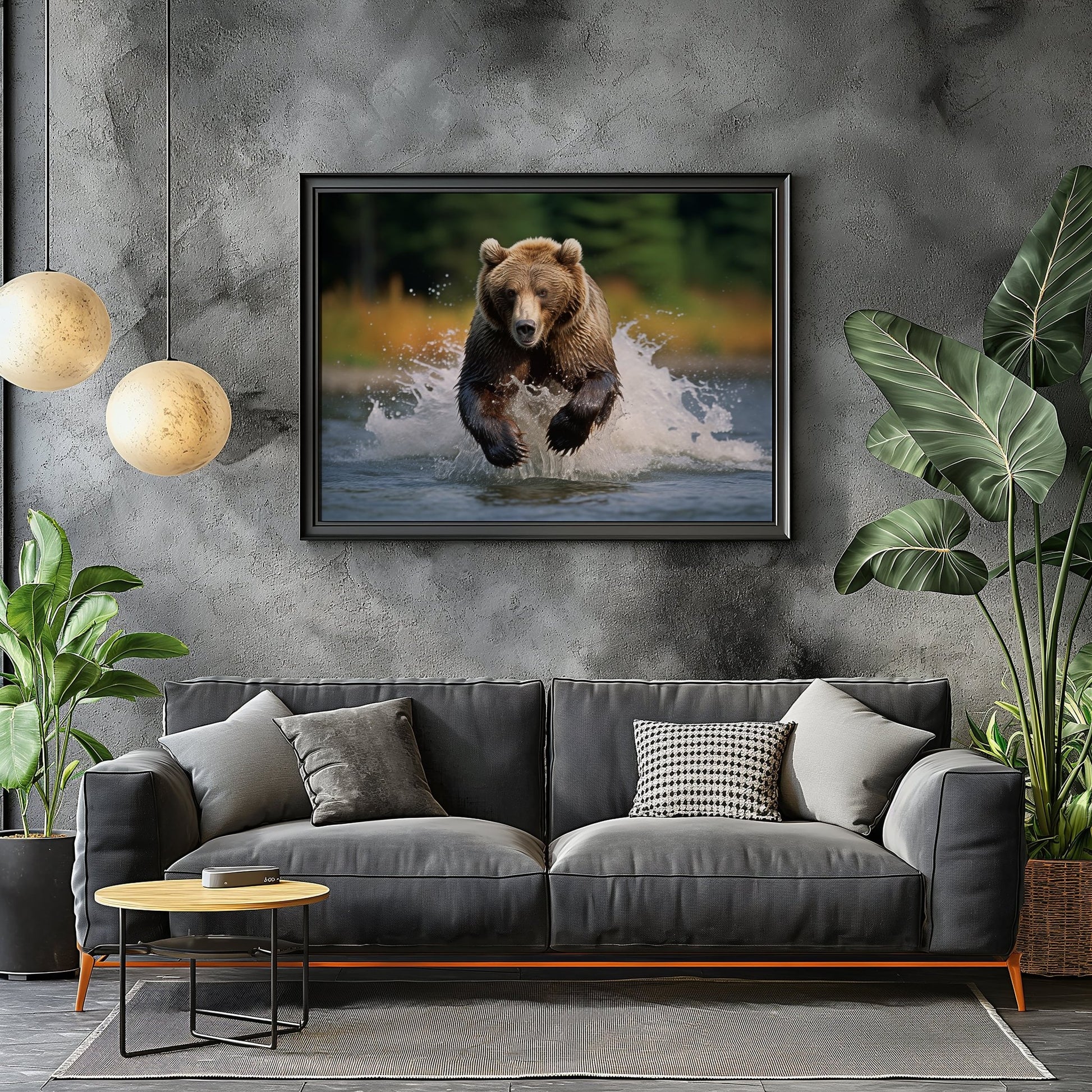 Grizzly Bear River Run Digital Art Download - Luxuria Canvas