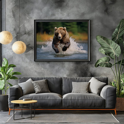 Grizzly Bear River Run Digital Art Download - Luxuria Canvas