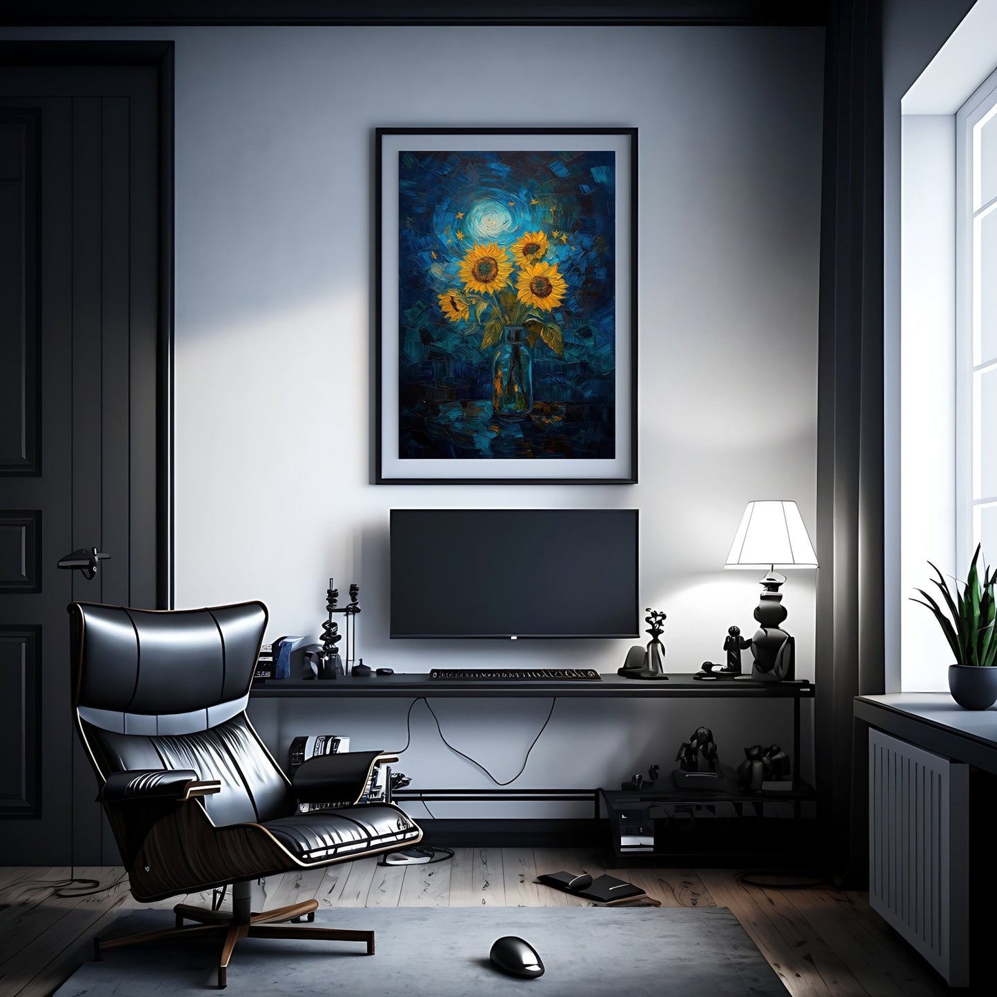 Sunflowers Starry Night Digital Art Download - Luxuria Canvas