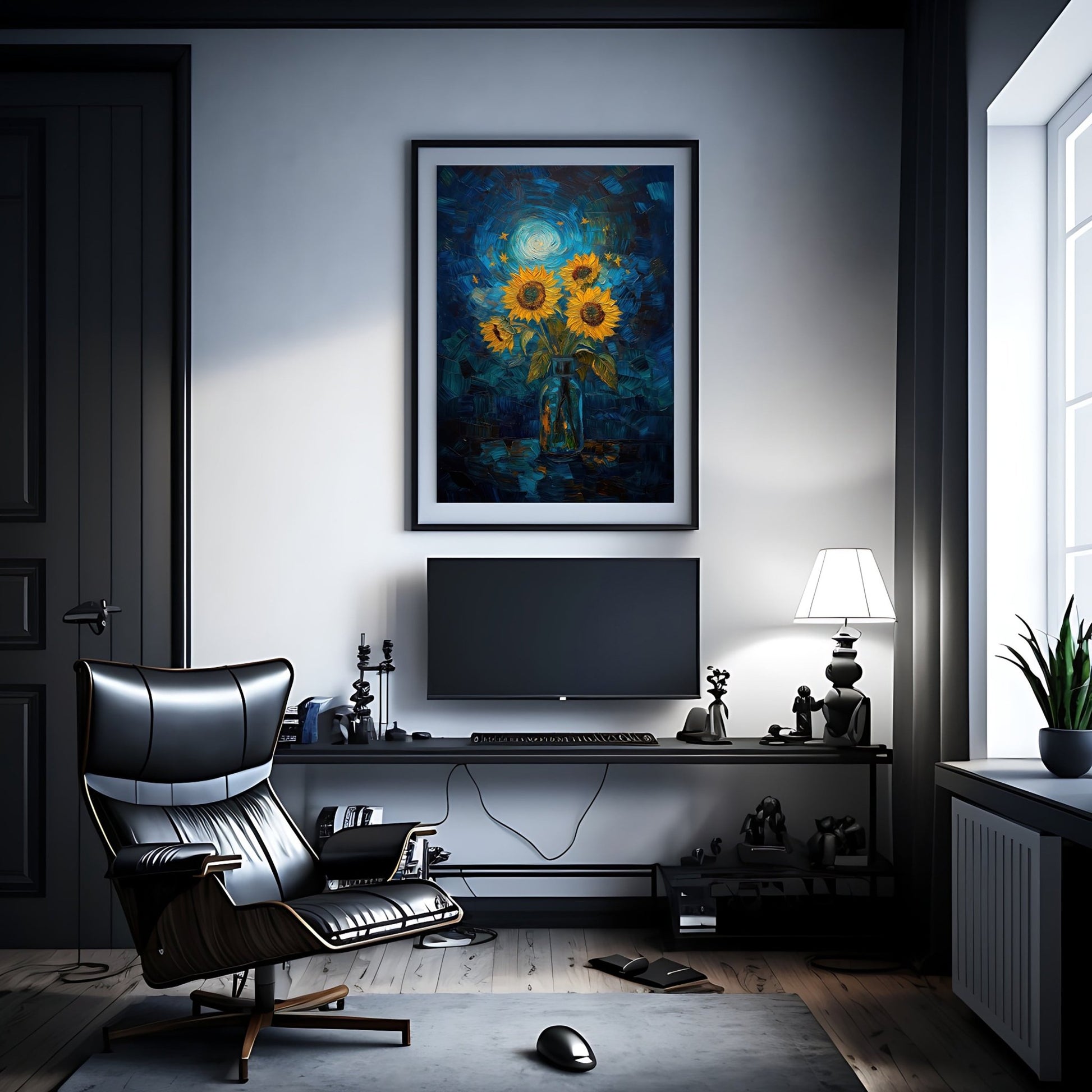 Sunflowers Starry Night Digital Art Download - Luxuria Canvas