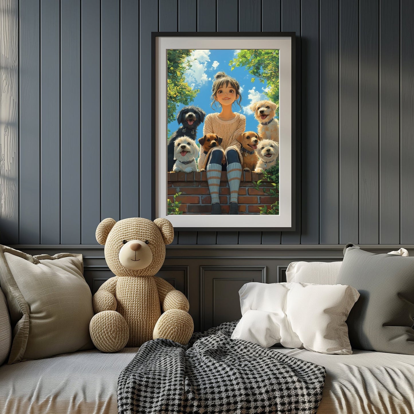 Girls Dog Friends Digital Art Download - Luxuria Canvas