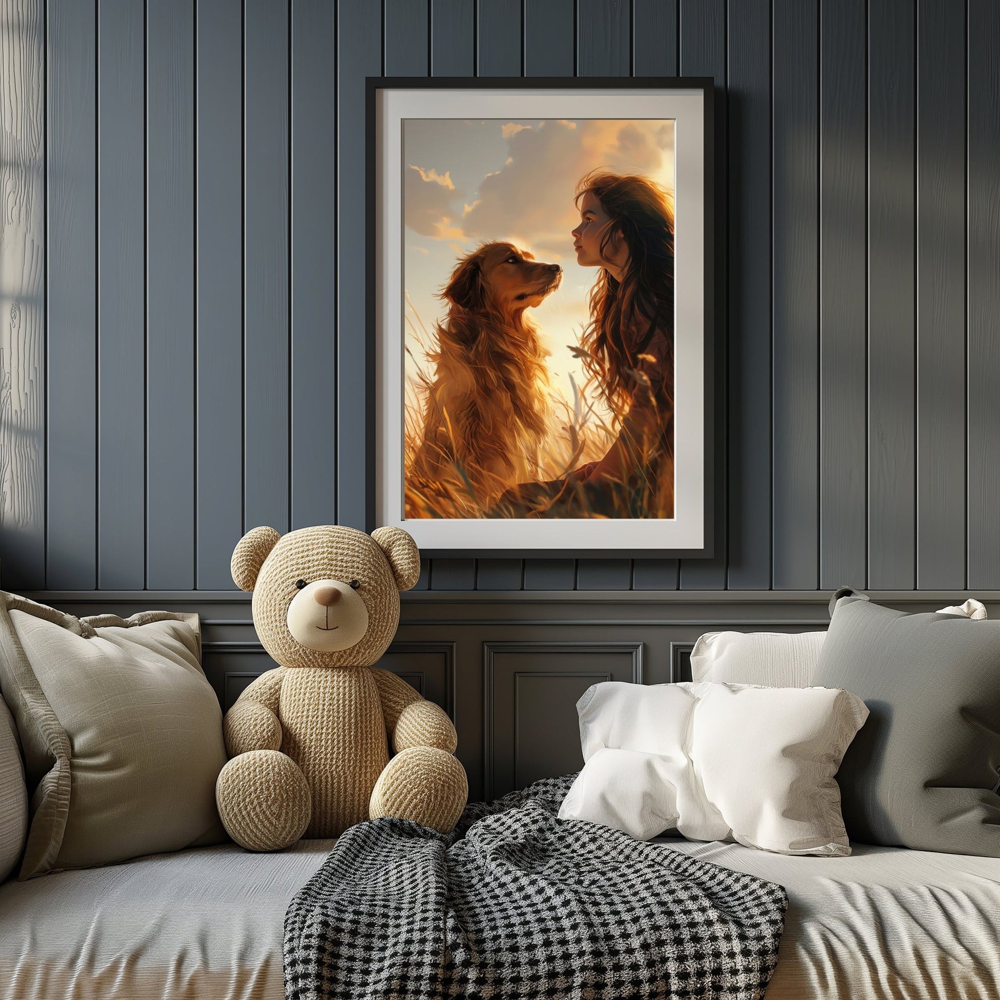 Girl with Dog Digital Art Download - Luxuria Canvas