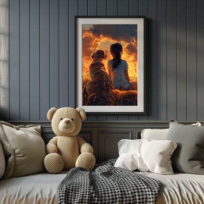 Girl with Dog Digital Art Download - Luxuria Canvas