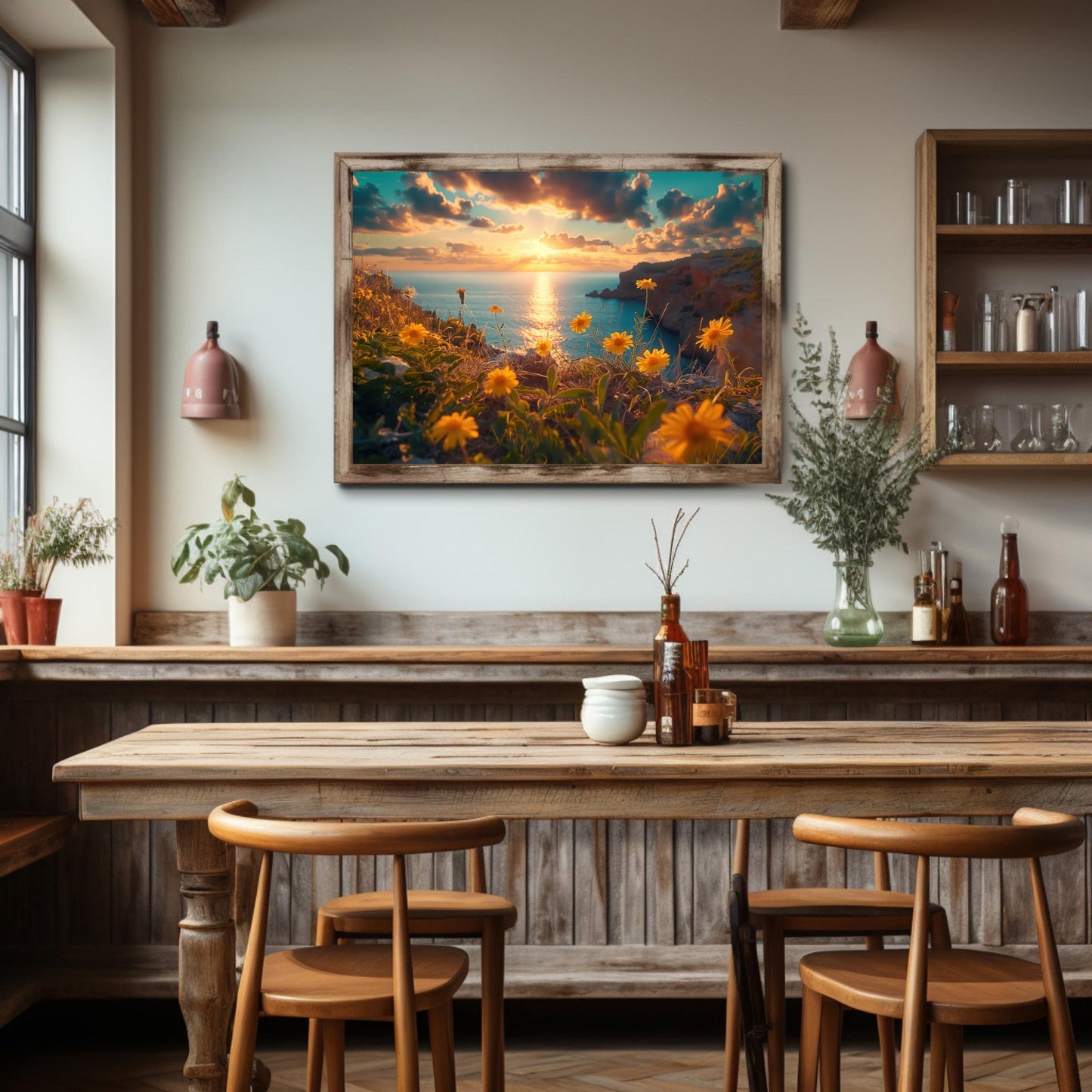 Cliffside Floral Sunset, High Quality Digital Download - Luxuria Canvas