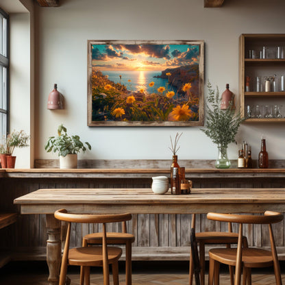 Cliffside Floral Sunset, High Quality Digital Download - Luxuria Canvas