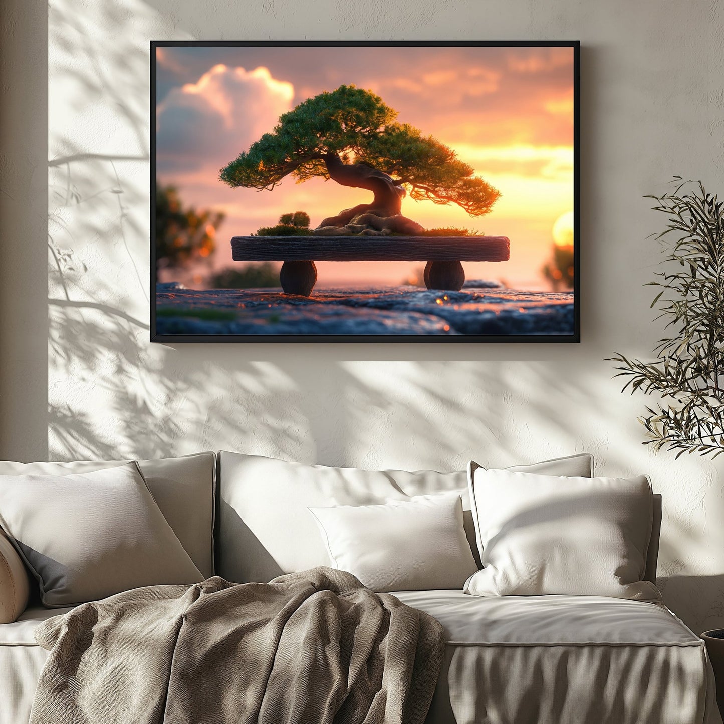 Wooden Bench Bonsai, High Quality Digital Download - Luxuria Canvas