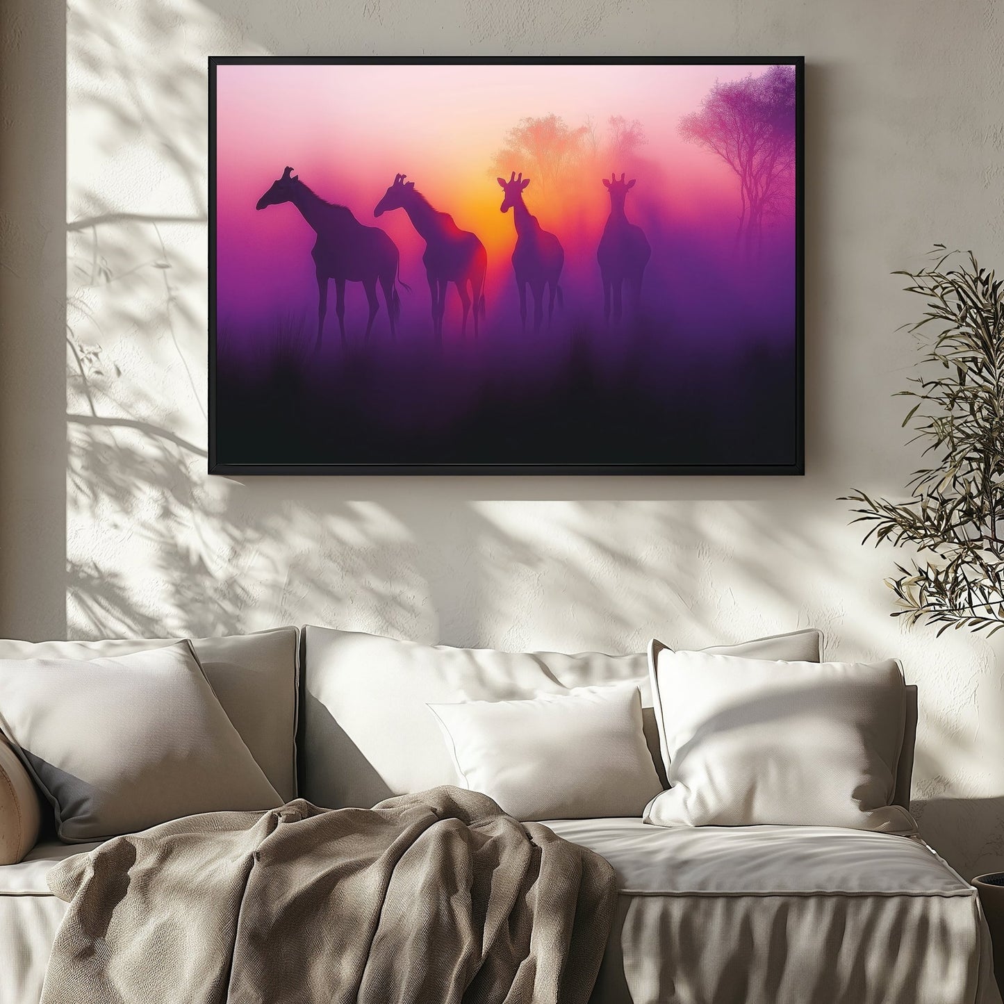 Giraffe Safari Sunset Digital Art Download - Luxuria Canvas
