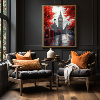 London Red Autumn Digital Art Download - Luxuria Canvas